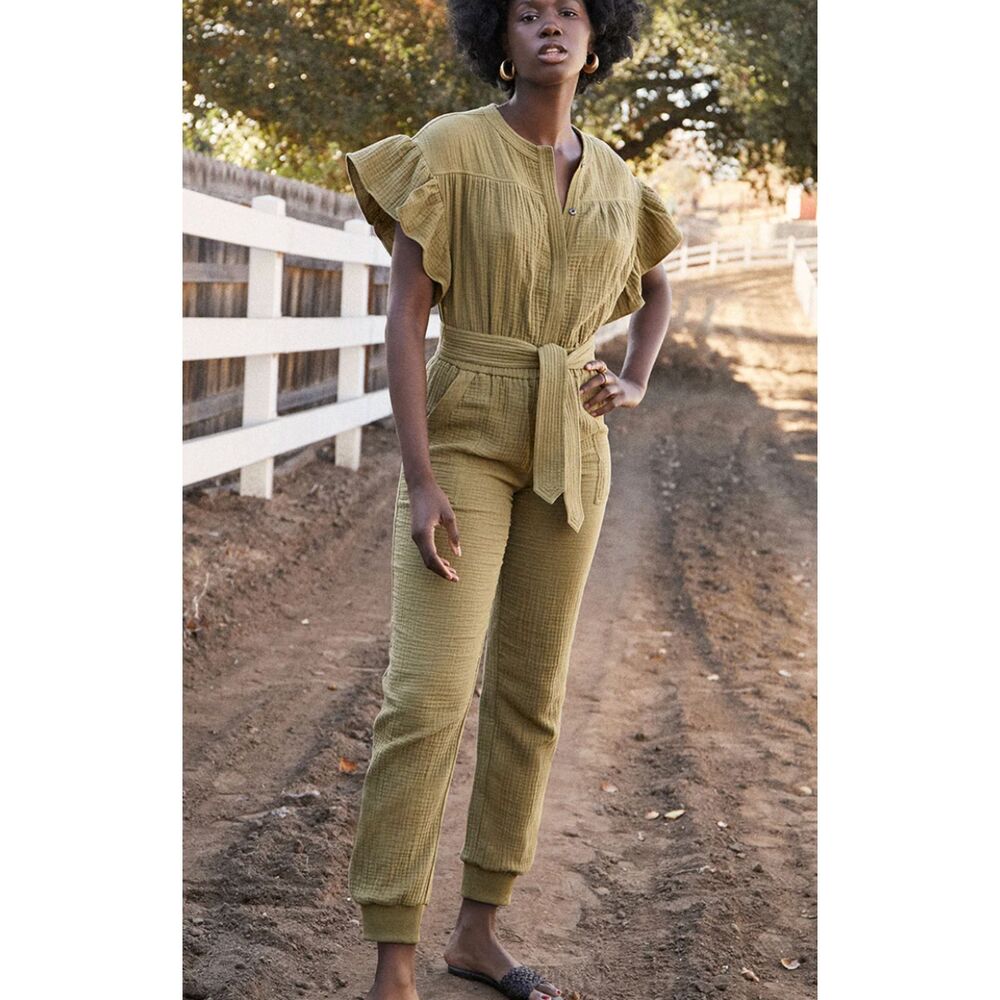 SAYLOR Christina Cotton Gauze Flutter‎ Sleeve Jumpsuit *NO BELT* Medium